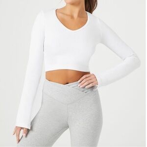 White Long sleeved workout top